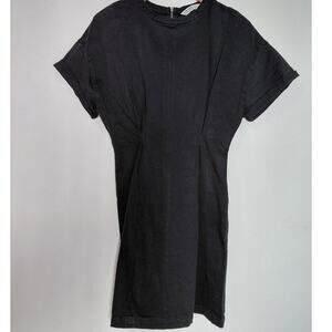 ZARA BASIC Zara Denim Black Dress Solid Short Sleeve Knee Length Size M